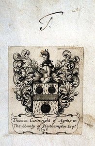 Bookplate of Thomas Cartwright (1671-1748) of Aynho