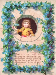 Boy and Garland of Forget-Me-Nots