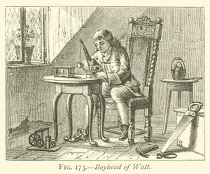Boyhood of Watt by English School
