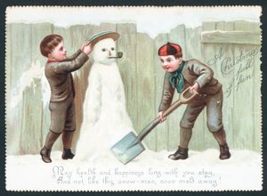 Boys building Snowman by English School