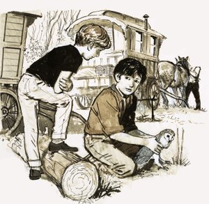 Boys with Owl by English School