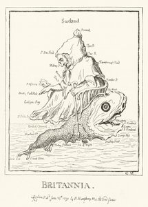Britannia, Map of England (engraving) by English School