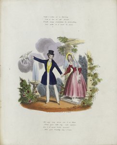 Valentine card with an image of a man and a woman holding hands by English School
