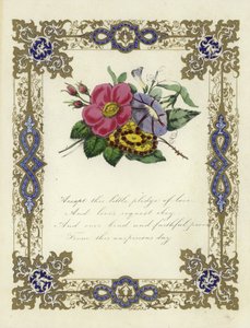 Valentine card with an image of flowers by English School