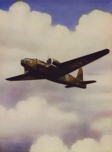 British Vickers Wellington medium bomber in flight by English School