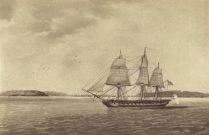 British Frigate HMS Fisgard, Commanded by Captain Thomas Byam Martin, Reconnoitring off Brest, France by English School
