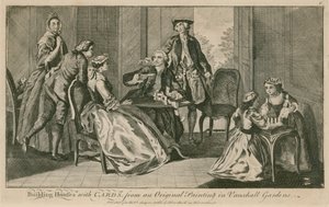 Building Houses with Cards from an Original Painting in the Vauxhall Gardens, London by English School