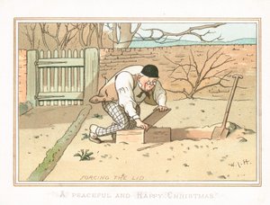 Buried Box in Garden, Christmas Card by English School