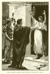 Caesar possessing himself of the treasure in the temple of Saturn by English School