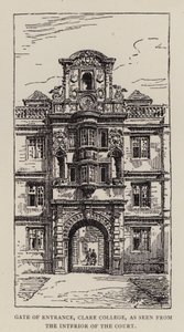 Gate of Entrance, Clare College, as seen from the Interior of the Court, Cambridge by English School