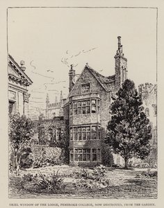 Cambridge: Oriel Window of the Lodge, Pembroke College, now destroyed, from the Garden by English School