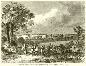 Camden Town, from the Hampstead Road, Marylebone, 1780 by English School