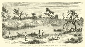 Camerons party halting near a pond in the Ugogo Country by English School