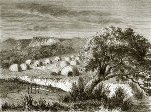 Camp of Kioway Indians by English School
