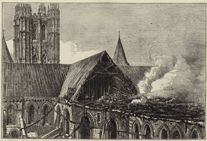 Canterbury Cathedral after the recent fire by English School