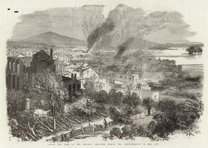 Canton and Part of the Suburbs, Sketched During the Conflagration in the City