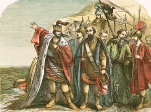 Canute reproving his courtiers by English School