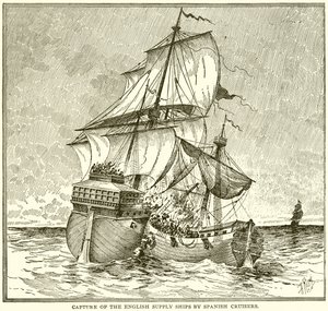 Capture of the English Supply Ships by Spanish Cruisers by English School