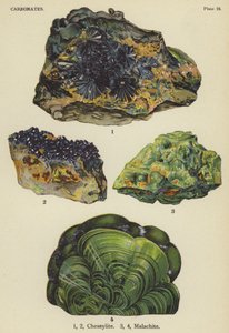 Carbonates, chessylite, malachite