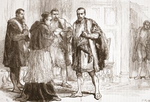 Cardinal de Tournon Reading the Protestant Placard to Francis I by English School
