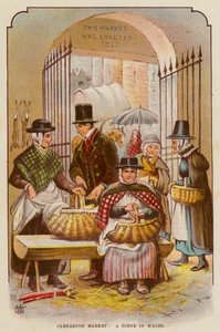 Carnarvon Market, A Scene in Wales by English School