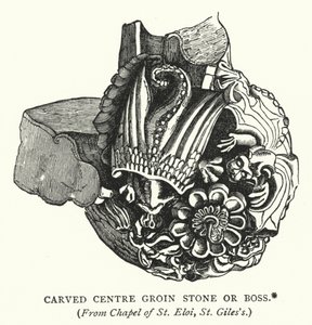 Carved Centre Groin Stone or Boss by English School