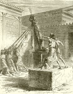 Casting Down the Statue of Diana at Ephesus by English School