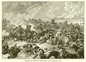 Charge of French Cuirassiers at Waterloo, 1815 by English School