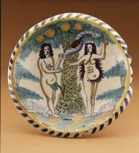 Charger Featuring the Biblical Story of Adam and Eve in the Garden of Eden, c.1680 by English School