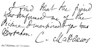 Charles Matthews, Senior by English School