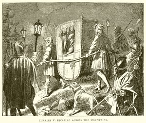 Charles V Escaping Across the Mountains by English School