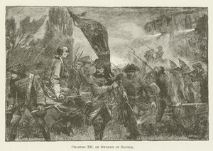 Charles XII of Sweden in Battle by English School