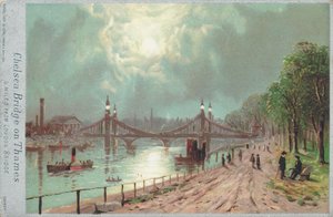 Chelsea Bridge on the River Thames by English School