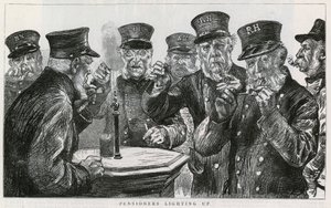 Chelsea Pensioners lighting up by English School
