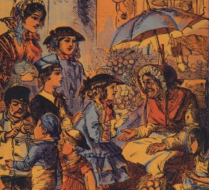 Child Giving Money to an Elderly Poor Woman by English School
