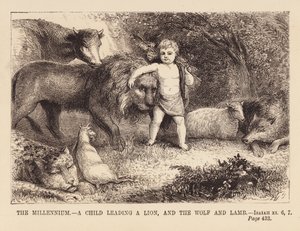 Child Leading a Lion and the Wolf and the Lamb by English School