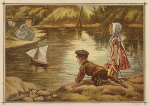 Children Launching a Model Yacht by English School
