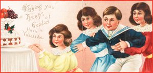 Children Looking at Christmas Food by English School