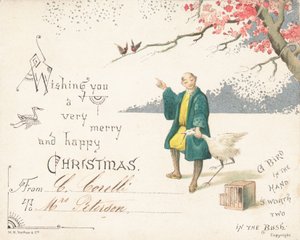 Chinese Man holding Stork by English School