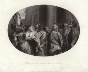 Christ and the Woman Taken in Adultery by English School