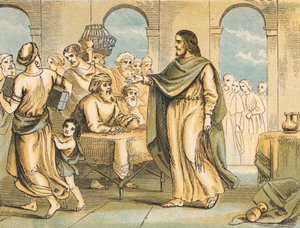Christ cleansing the Temple by English School