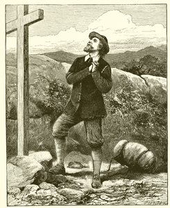 Christian Before the Cross. His Burden Fell Off His Back and Began to Tumble by English School