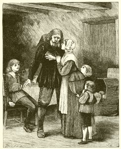 Christian Tells His Wife and Children of His Distress by English School