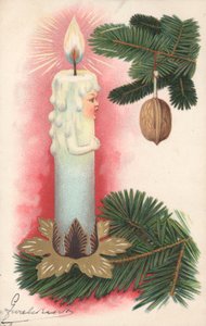Christmas card with a Christmas tree candle