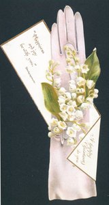 Christmas greetings card with glove and flowers