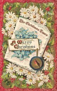 Christmas newspaper, Christmas greetings card, late 19th or early 20th Century by English School