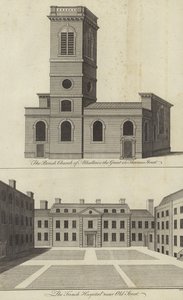 Church of Allhallows the Great, Thames Street and the French Hospital near Old Street, London by English School
