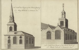 Church of St Mary Abchurch, Abchurch Lane and Church of St Martin Outwich in Threadneedle Street, London by English School