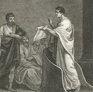 Cicero Accusing Catiline in the Senate House by English School