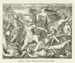 Cimbric Women Defend Their Wagon Fort by English School